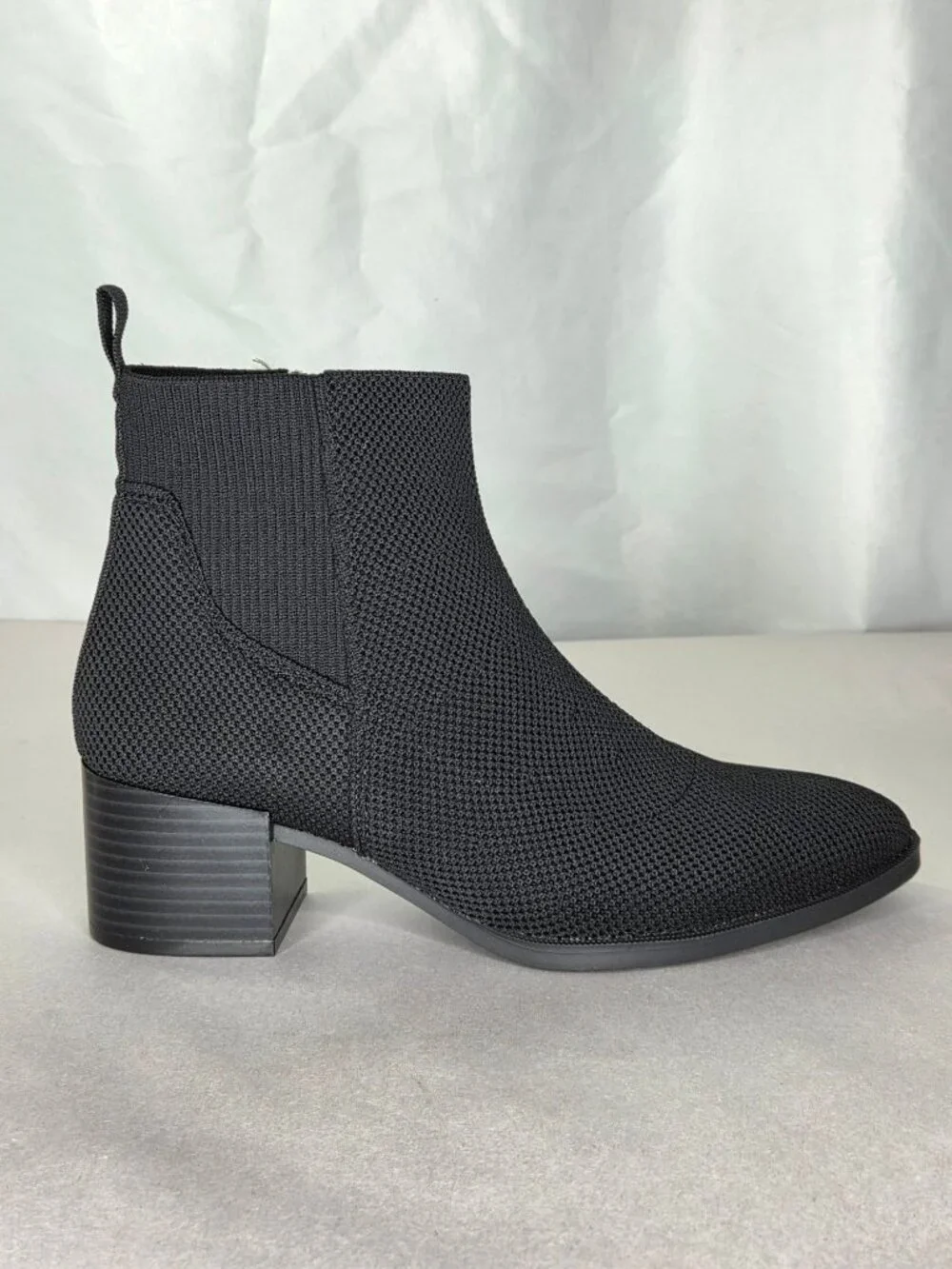 Lifestride Dazzle Almond Toe Ankle Dress Boots (Black Knit Fabric) - Size 8 M